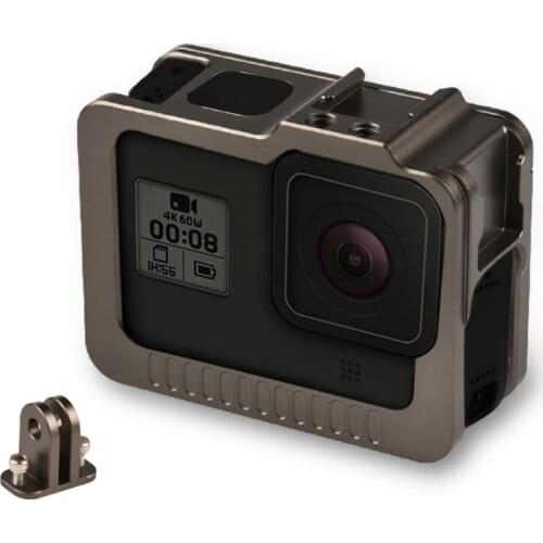 New Aluminium Alloy Frame Case For GoPro 9 Double Clod Shoe With Charging Port For GoPro Hero 9 GoPro9 Brown Camera Accessories