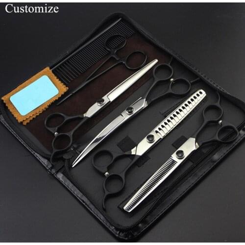 Customize professional 6 kit Japan 7 inch Pet dog grooming hair scissors thinning shears cutting barber hairdressing scissors