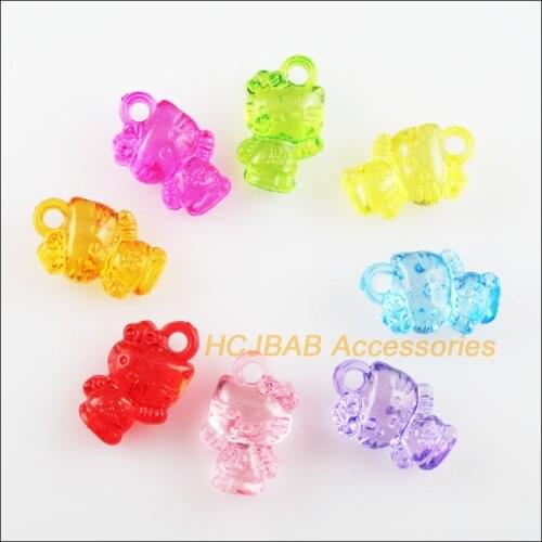 Fashion 35Pcs Clear Mixed Plastic Acrylic Animal Cats Charms Pendants 10x16mm