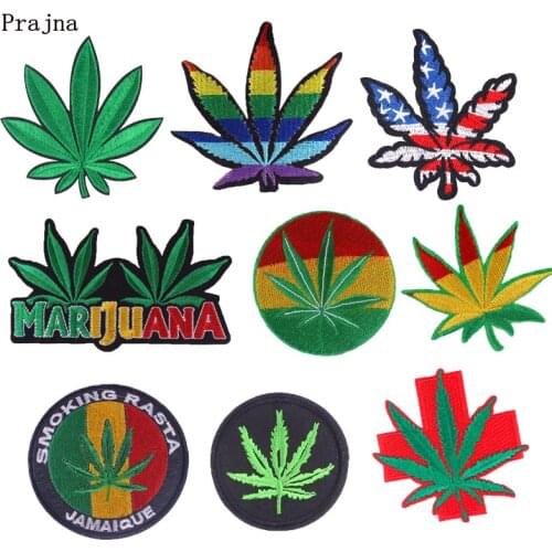 Prajna Fashion Leaf Patches 13Style Embroidery Iron On Cheap Patches For Clothing Jacket Applique Badges DIY Apparel Accessories