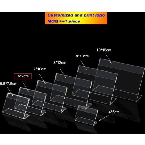 Clear Acrylic Name Card Stand L Table Sign Price Tag Label Display Paper Promotion Desk Sign Holder Namecard Business Case