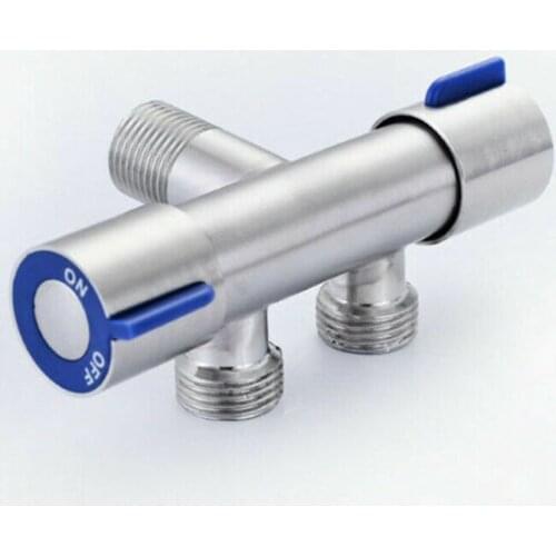 Double Handle Stainless Steel Cold Water Faucet Bathroom Washing Machine Faucet Two Ways Out Water Tap For Washing Machine