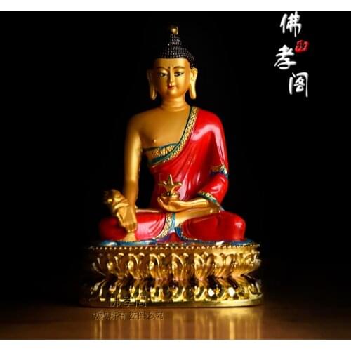 Special offer # Wholesale Buddhism art # HOME office efficacious safe Protection Buddhism gilding brass COLOR Buddha statue
