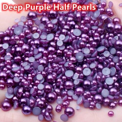 Light Purple/Deep Purple Half Round Flatback Pearls 1.5mm 2mm 2.5mm 3mm 4mm 5mm 6mm 7mm 8mm 10mm 12mm Abs Beads DIY Accessories