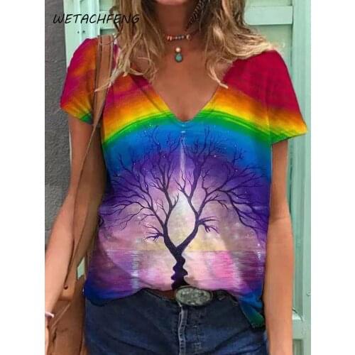 Vintage Shirts Tunic Plus Size Abstract Painting Print Womens Blouse V Neck Short Sleeve 2021 Spring Tops Mujer Female Clothing