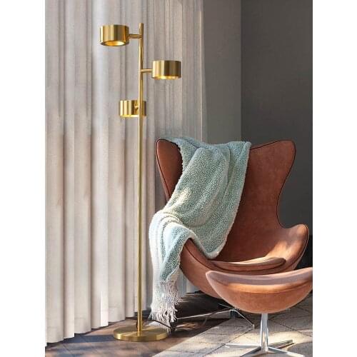 All copper floor lamp light luxury minimalist post-modern creative bedroom bedside living room sofa floor lamp