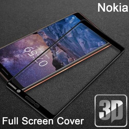 9H 3D Tempered Glass Round Curved Edge Full cover screen protectors Film For nokia 7 plus 8 sicocco 6 2018 Protective film