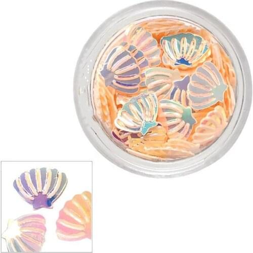 1 Jar / # 3 Colors Holographic Shell Glitter, 7mm, Nail Art, Cosmetic Grade, Holographic Glitter Sequins Confetti Glitter Shell