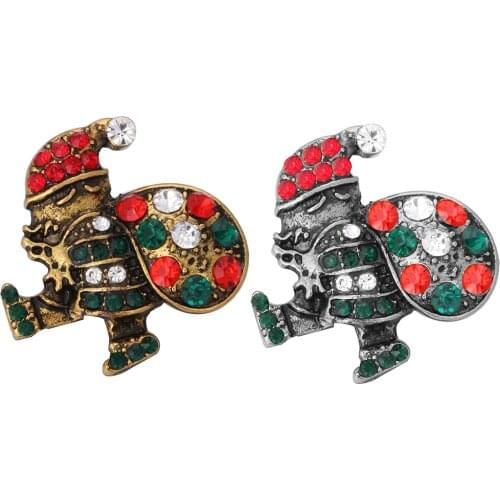 10pcs/lot 2019 New Snap Jewelry Crystal Christmas Santa Claus Snap Buttons for 18mm Snap Bracelet Necklace Merry Christmas Gift