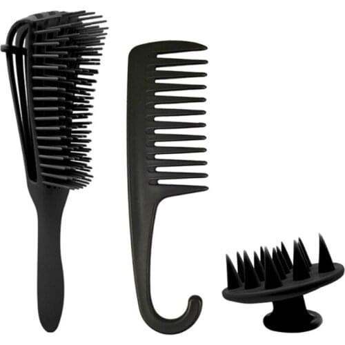 3 Pcs Detangler Hair Brush Set for Hair Styling Silicone Scalp Massager Brush Wide Tooth Hair Comb