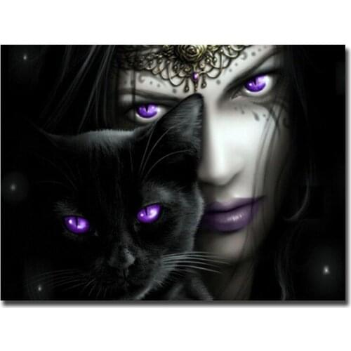 New mosaic Diamond embroidery beads Wild Black cat with men diamonds cross stitch painting handwork kits wall decoration sales