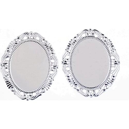 Free shipping 10Pcs Filigree Cabochon Setting Wraps Connectors Metal Crafts Decoration DIY Embellishments 53x44mm