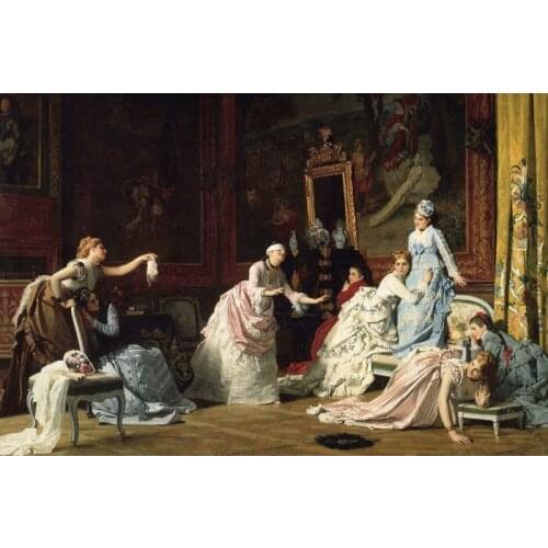 Free shipping classical court figure canvas prints noble hide and seek oil painting printed on canvas art decoration picture