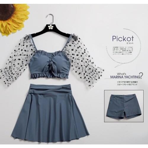 2021 Short Sleeve Dot Two-Piece Bikini Tankini Set Swimwear High Waist Bathing Suit Summer Sexy Swimsuit Biquini Swimming Wear