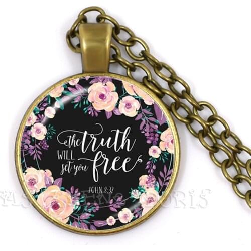 Psalm Necklace Art Picture Print Glass Dome Pendant Bible Verse Quote Jewelry Gift For Christian Baptism Holy Communion Gift