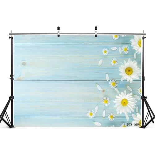 Blooming Flowers Wood Board Photography Background Props For Baby Shower Newborn Portrait Food Cake Backdrops Photo Studio Decor