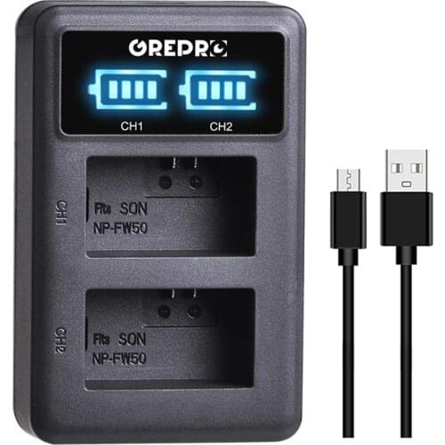 NP-FW50 NPFW50 Battery Charger LED Dual USB Charger for Sony NP FW50 Battery, Alpha a6500 a6300 a6000 a5000 a3000 NEX-3 a7R