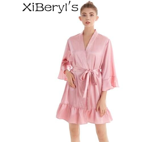XiBeryl’s Exquisite And Luxurious Ladies' Robe Bride And Bridesmaid Dressing Gown Sexy Robe Ladies Bathrobe Womens Pajamas