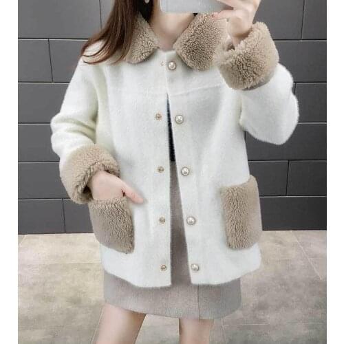 Imitation Mink Velvet Short Jacket Women Autumn Sweater Coat 2021 new Womens Korean Ladies Sweater Cardigan Jacket Slim Jacket