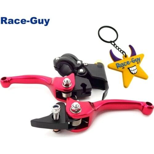 Red CNC Alloy Folding Brake Clutch Handle Lever For 50cc 70cc 90cc 110cc 125cc 140cc 150cc 160cc Chinese Dirt Trail Motor Bike