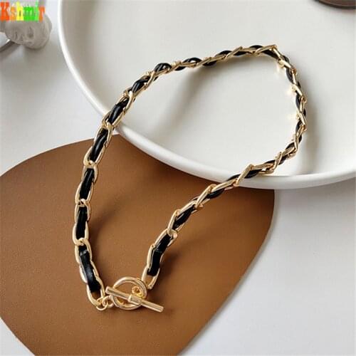 Kshmir Leather rope necklace light luxury collarbone chain fashion choker braided chain black short necklace jewelry gift 2021