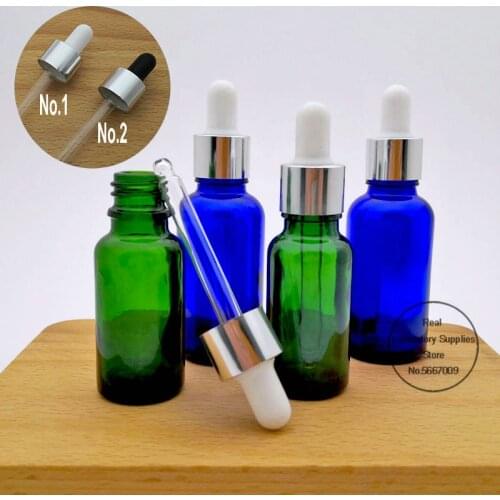 10pcs/lot 5ml to 50ml lab blue round glass Refined oil bottle with glass droppers golden circle for school experiment