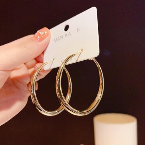 Fashion Women Girl Trendy Large Hoop Earrings Big Smooth Circle Earrings Brand Loop Earrings Jewelry