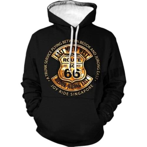 Spring Autumn Fashion U.S. Route 66 3D Printed Sweatshirts Men/Women Hoodies Hooded With Hat Top Plus Size Men Clothing XXS-4XL