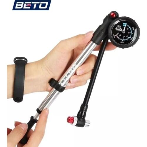 BETO 400psi High Pressure Pump Bicycle Fork Bombin Shock Air Pump MTB Suspension Pump Road Bike Inflator Hand Pump with Gauge