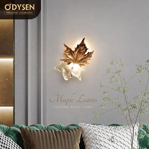 Wall Lamp Home Decor Led Indoor Lighting Fixture Sconce Living Room Bedroom Decoration Design Maple Leaves Copper Handmade Glass