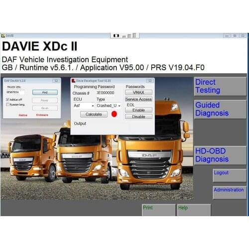 2020 year Newest DAF Davie Runtime 5.6.1 for paccar and DAF engine diagnostic software