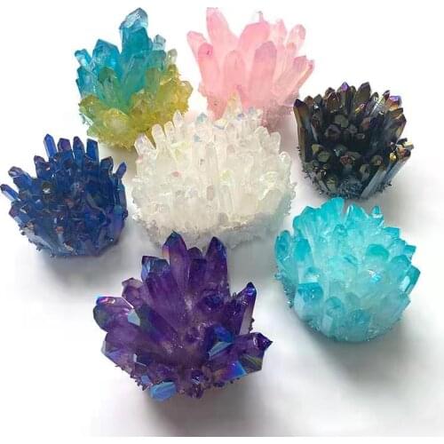 Wholesale natural angel Electroplating Colorful Aura Quartz Cluster color crystal cluster for Home decoration