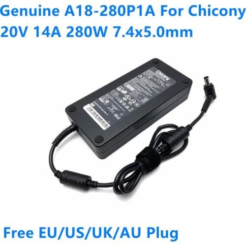 Genuine 20V 14A 280W 7.4x5.0mm Chicony A18-280P1A A280A003P AC Adapter For MSI GE75-9SF GE75-10SFS Laptop Power Supply Charger