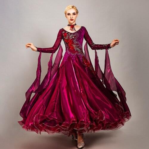 Ballroom dance competition dress for ballroom dancing viennese waltz dress ball dress luminous costumes for dance wing dress