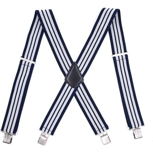 JIERKU Suspenders Mans Braces 4Clips Suspensorio Trousers Strap Adjustable Outdoor Stripe Suspenders 5.0*120cm