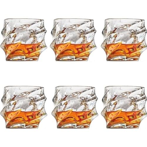 Clear Crystal Whiskey Glass Glassware for Whiskey Beer Drinking Cup Wine Glass Set of 6