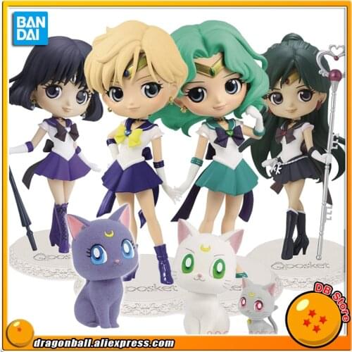 SALE0a Bandai Q Posket Fluffy Puff Collection Figure - SUPER SAILOR Neptune Uranus Pluto Saturn Luna