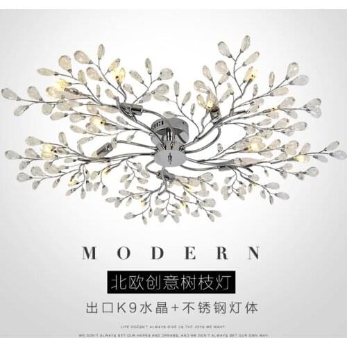 Silvery Brief Modern LED Crystal Ceiling Light Home Decor Lighting Fixture Dia 95cm Large Lustre Cristal Room Lamps