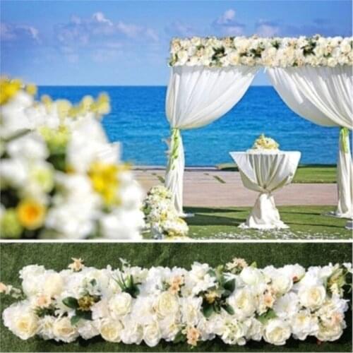 Wedding Pavillion rose artifical Flowers strips White color Wedding canopy flower decoration Event Props 3M x 24cm