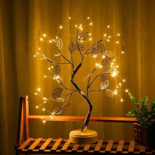 LED Tabletop Bonsai Tree Lamp Led Warm Light Cherry Blossoms Copper Tree Lamp Small Desk Lamp Festival Decoration Tree Lamp