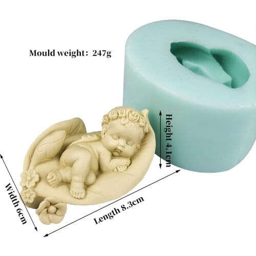 TS0167 PRZY Sleeping Baby Candle Moulds Flower Baby Mold Silicone Newborn Mold Soap Molds Flower Fairy Clay Resin Moulds