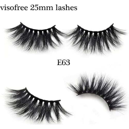 Visofree Mink Eyelashes 25MM Lashes Dramatic Volume False Eyelashes Makeup 3D Mink Lashes Eyelash Extension Fake Lashes E63