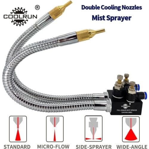 High Quality Mist Coolant Lubrication Spray System Unit CNC Lathe Milling Drill Engraving Sawing Machine Tool Two Nozzles Head