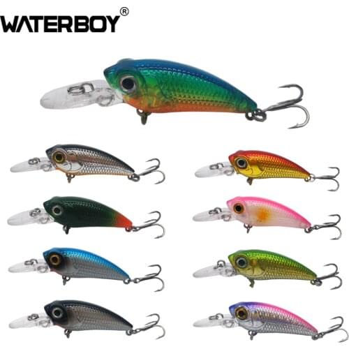 WATERBOY Mini Crank Fishing Lure Hard Bait 4.2cm 3.7g Small Size Plastic Crankbait Fishing Bait Shallow Diving Topwater Lures