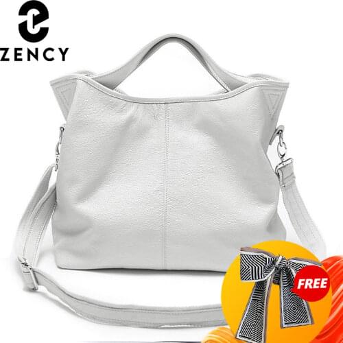 Zency Wholesale Fashion Women Handbag 100% Genuine Leather Ladies Casual Tote Bag Charm Shoulder Messenger Classic Satchel Purse