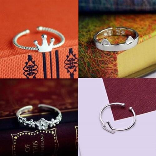 2021 New Design Multi Styles Infinity Open Ring Women Silver Color Crown Shaped Ring Flower Ring Wholesale Girl Gifts