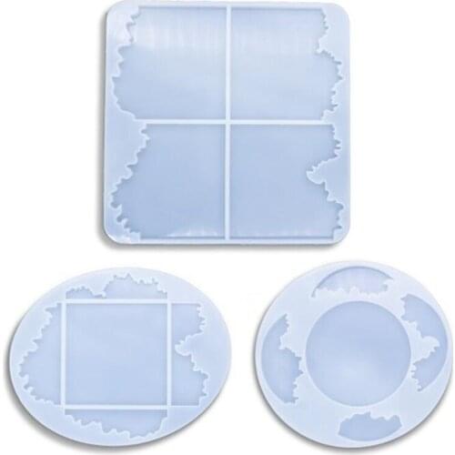 1PCS Geometric various shape wave shape transparent silicone mold swing table coaster round mirror surface handmade wave coaster