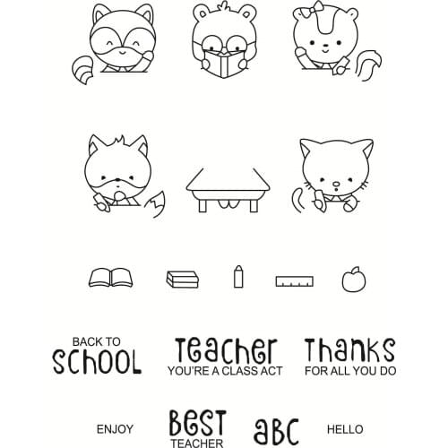 11x16 Cat and squirrel writing and reading Transparent Clear Stamps Silicone Seals for DIY scrapbooking photo album Card Making