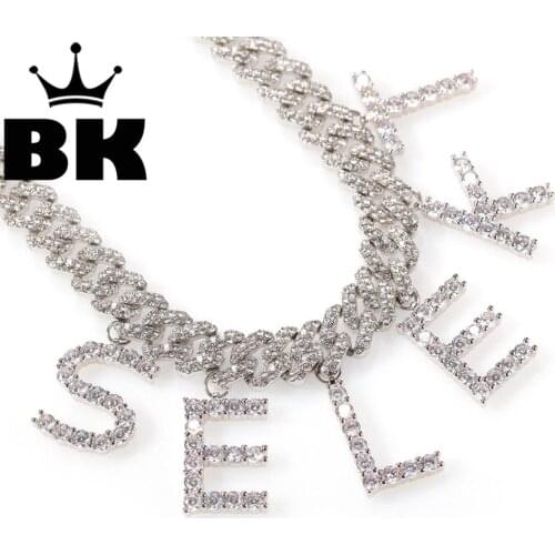 12mm Bagnette Rhinestone Miami Cuban Link Necklace Gold Silver Plated Luxury Ankle Micro Paved CZ Cuban Joining together Chain