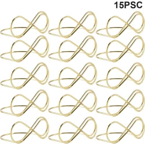 15Pcs Creative Metal Memo Clip Desktop Business Card Holder Square Seat Clip Iron Card Holder